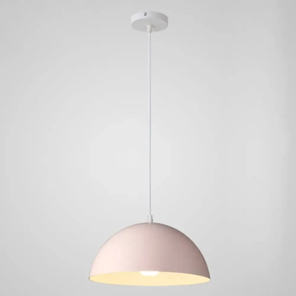 Macaron Half Globe Pendant Lamp: 8 Color Options, Metal Hanging Light for Kitchen & Dining Room