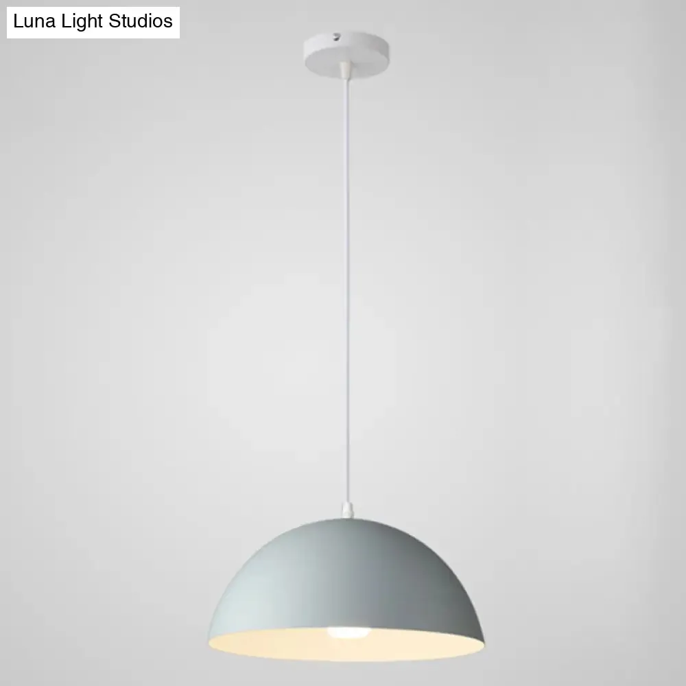 Macaron Half Globe Pendant Lamp: 8 Color Options, Metal Hanging Light for Kitchen & Dining Room