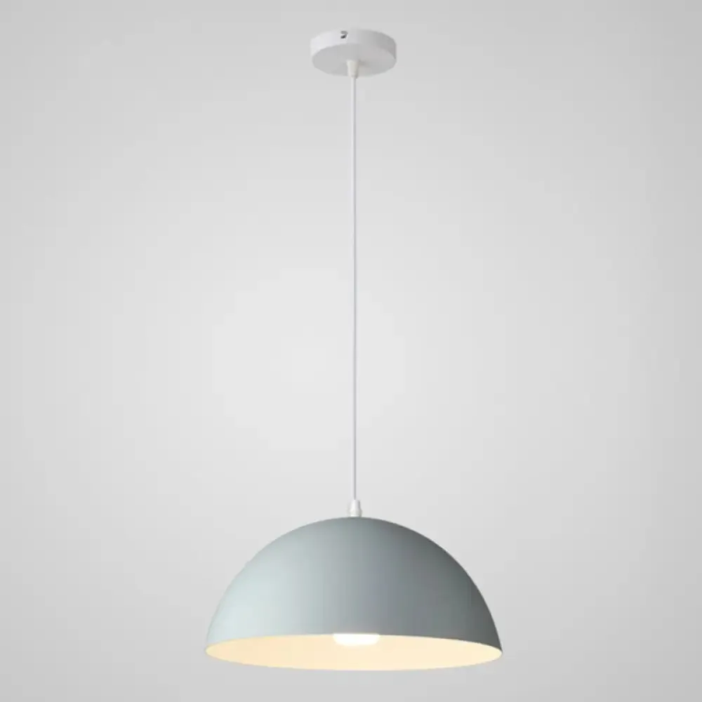 Macaron Half Globe Pendant Lamp: 8 Color Options, Metal Hanging Light for Kitchen & Dining Room