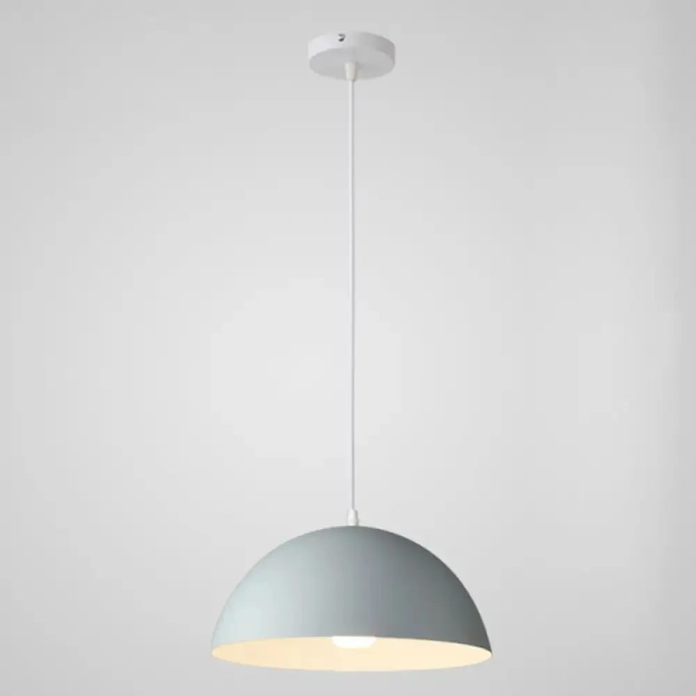 Macaron Half Globe Pendant Lamp: 8 Color Options, Metal Hanging Light for Kitchen & Dining Room