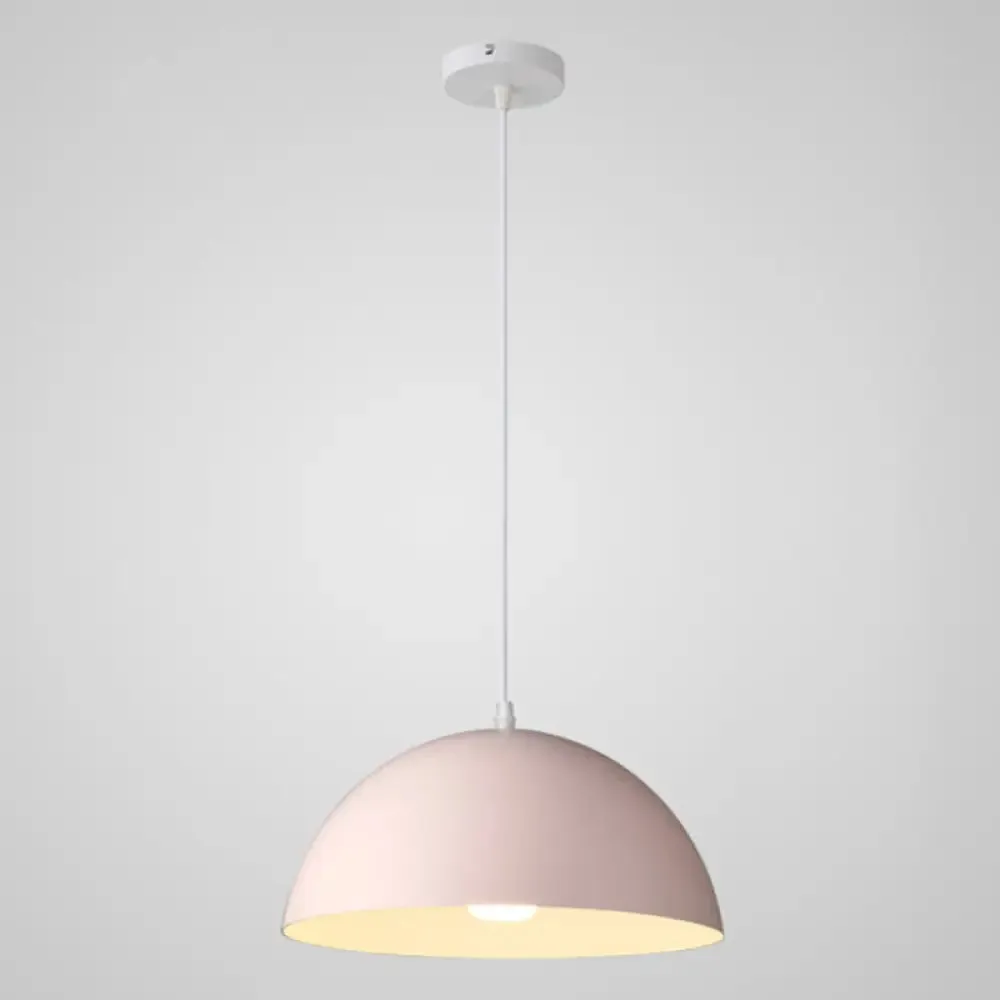 Macaron Half Globe Pendant Lamp: 8 Color Options, Metal Hanging Light for Kitchen & Dining Room