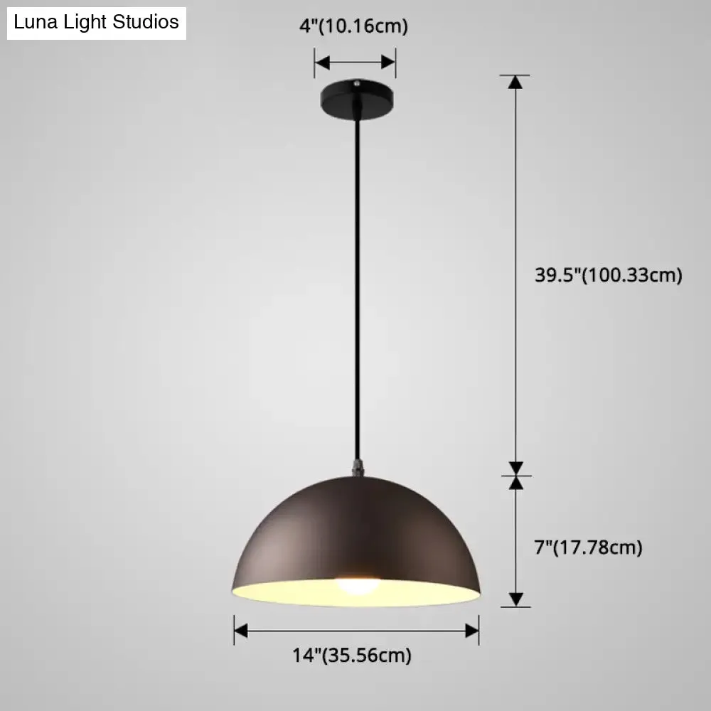 Macaron Half Globe Pendant Lamp: 8 Color Options, Metal Hanging Light for Kitchen & Dining Room