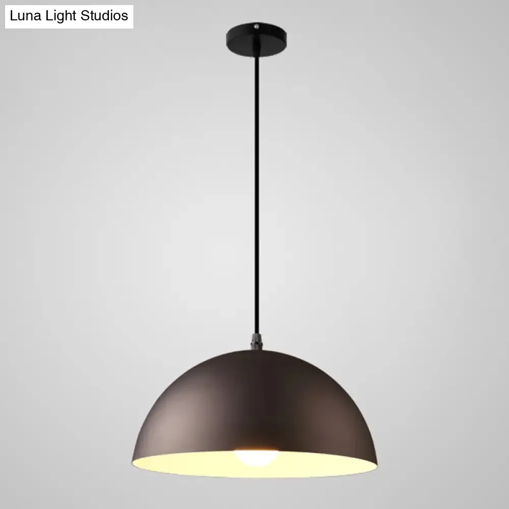 Macaron Half Globe Pendant Lamp: 8 Color Options, Metal Hanging Light for Kitchen & Dining Room
