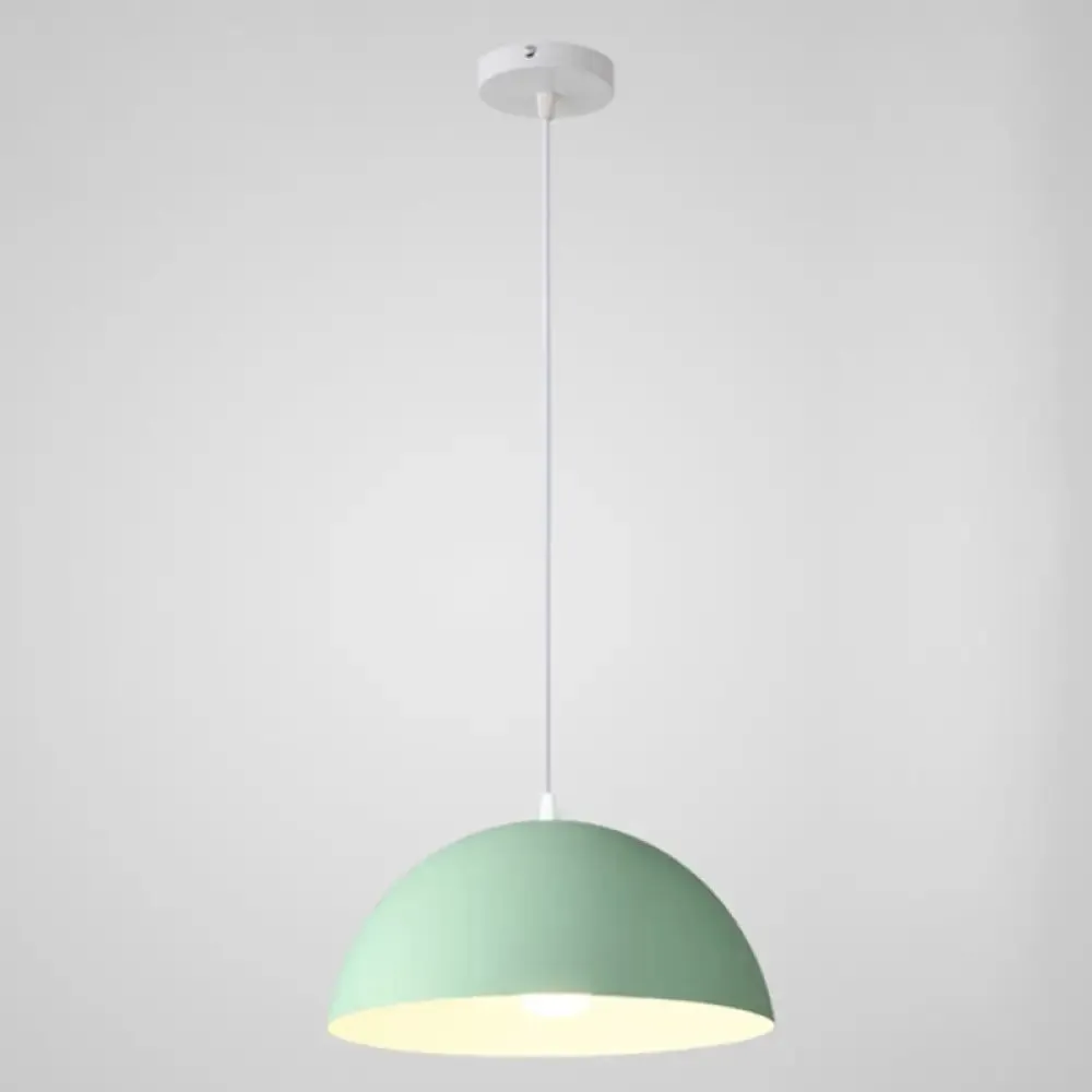 Macaron Half Globe Pendant Lamp: 8 Color Options, Metal Hanging Light for Kitchen & Dining Room