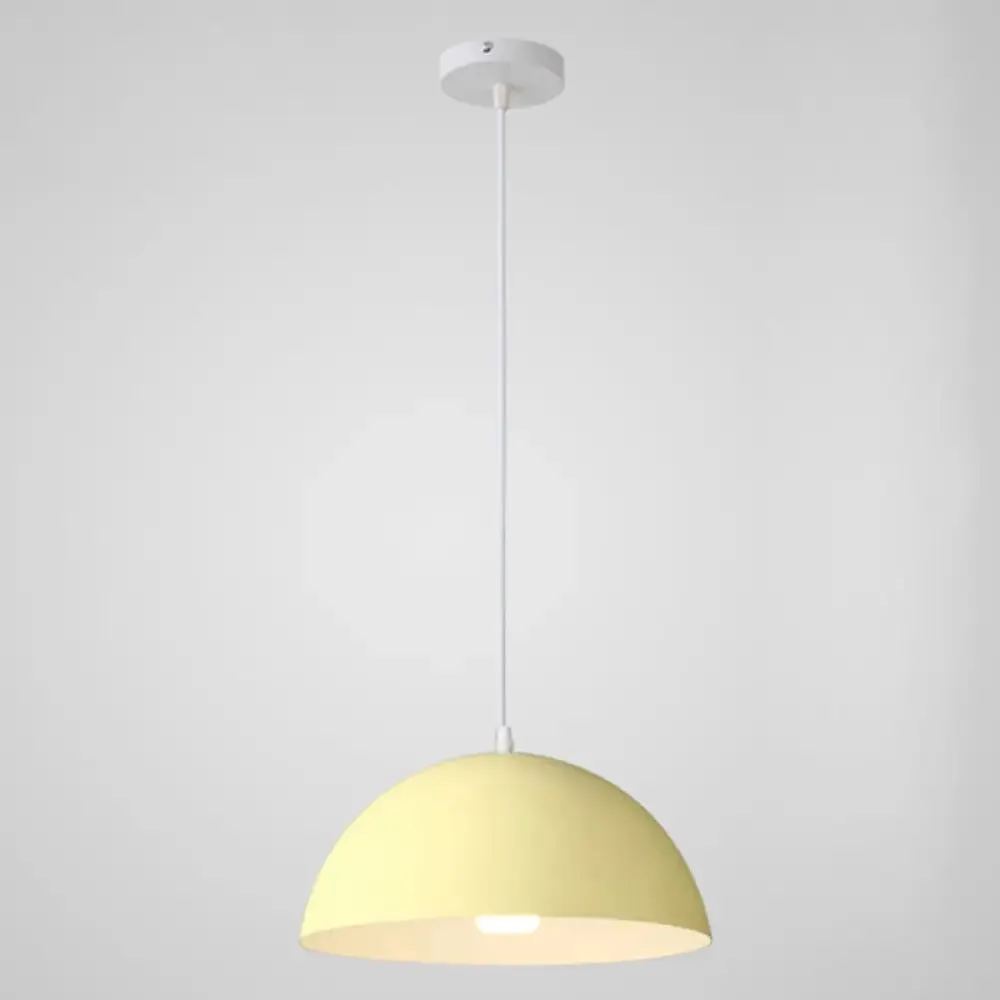 Macaron Half Globe Pendant Lamp: 8 Color Options, Metal Hanging Light for Kitchen & Dining Room