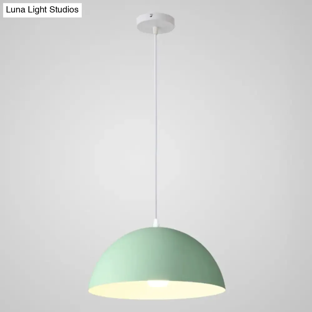 Macaron Half Globe Pendant Lamp: 8 Color Options, Metal Hanging Light for Kitchen & Dining Room