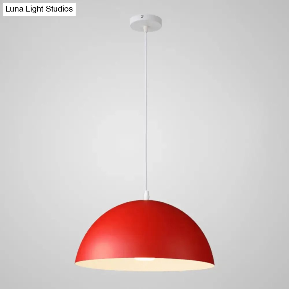 Macaron Half Globe Pendant Lamp: 8 Color Options, Metal Hanging Light for Kitchen & Dining Room