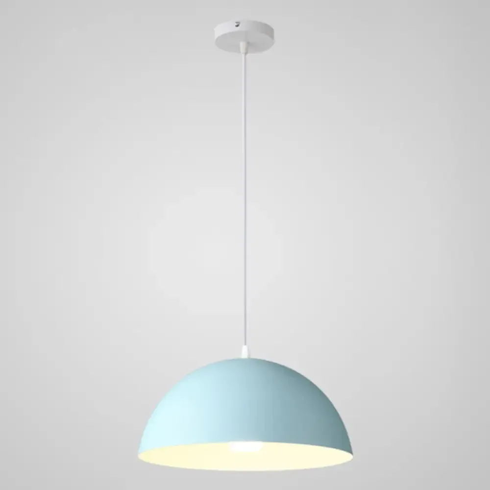 Macaron Half Globe Pendant Lamp: 8 Color Options, Metal Hanging Light for Kitchen & Dining Room