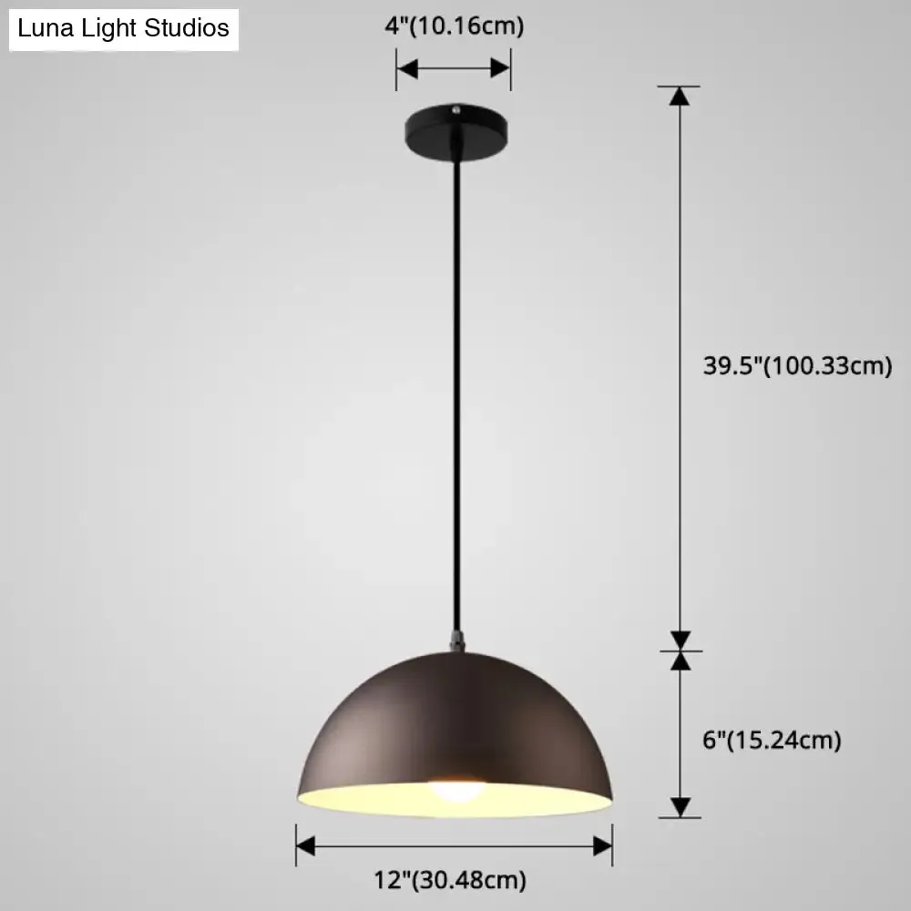 Macaron Half Globe Pendant Lamp: 8 Color Options, Metal Hanging Light for Kitchen & Dining Room