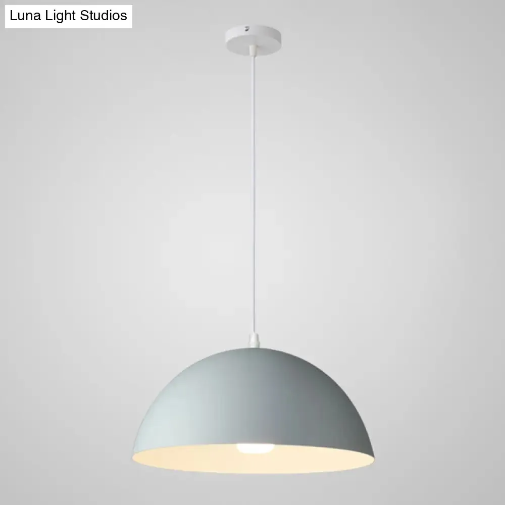 Macaron Half Globe Pendant Lamp: 8 Color Options, Metal Hanging Light for Kitchen & Dining Room