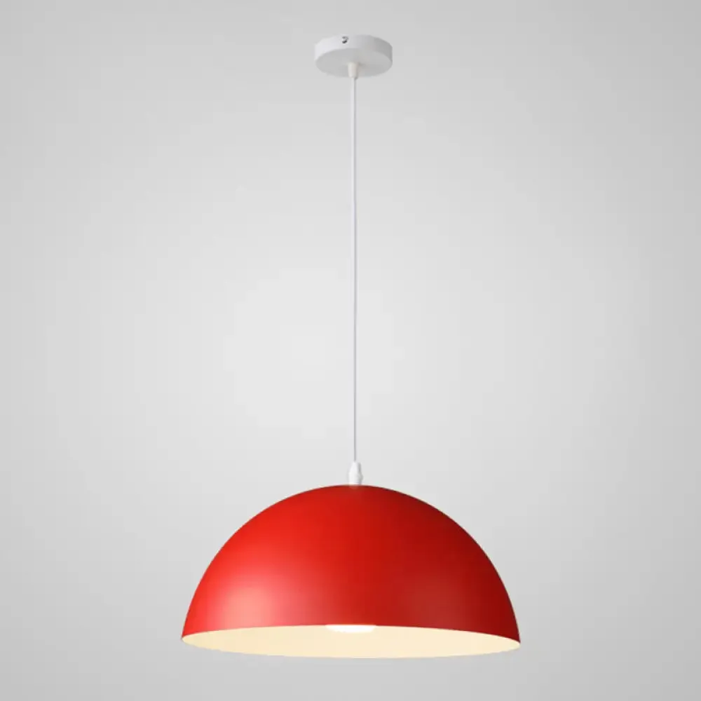 Macaron Half Globe Pendant Lamp: 8 Color Options, Metal Hanging Light for Kitchen & Dining Room