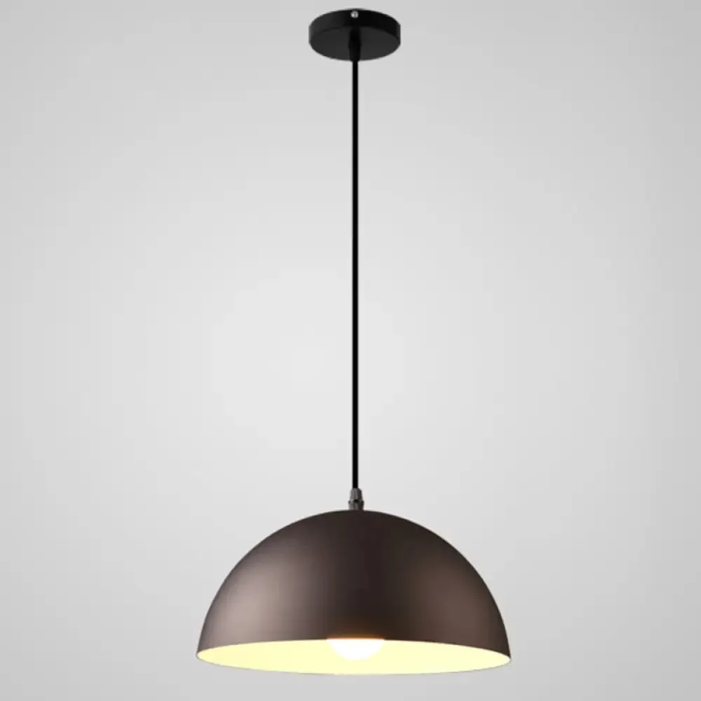 Macaron Half Globe Pendant Lamp: 8 Color Options, Metal Hanging Light for Kitchen & Dining Room