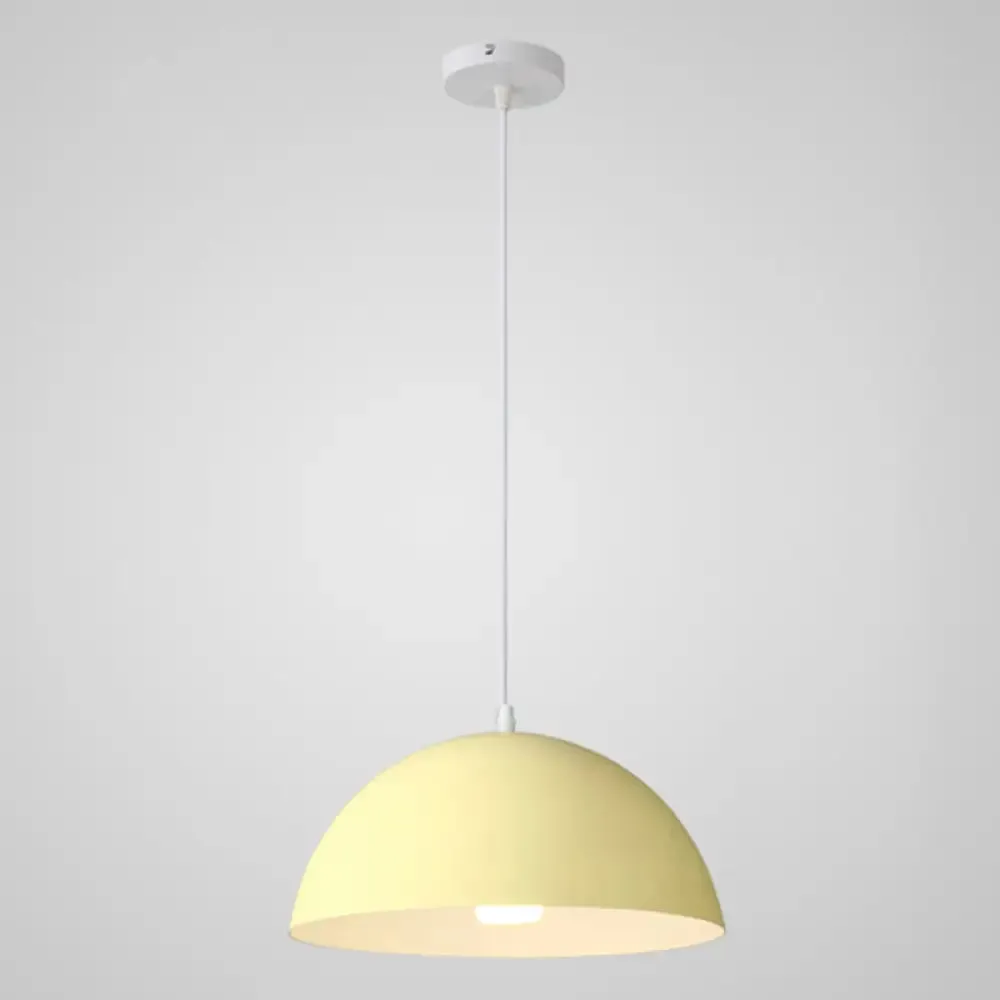 Macaron Half Globe Pendant Lamp: 8 Color Options, Metal Hanging Light for Kitchen & Dining Room