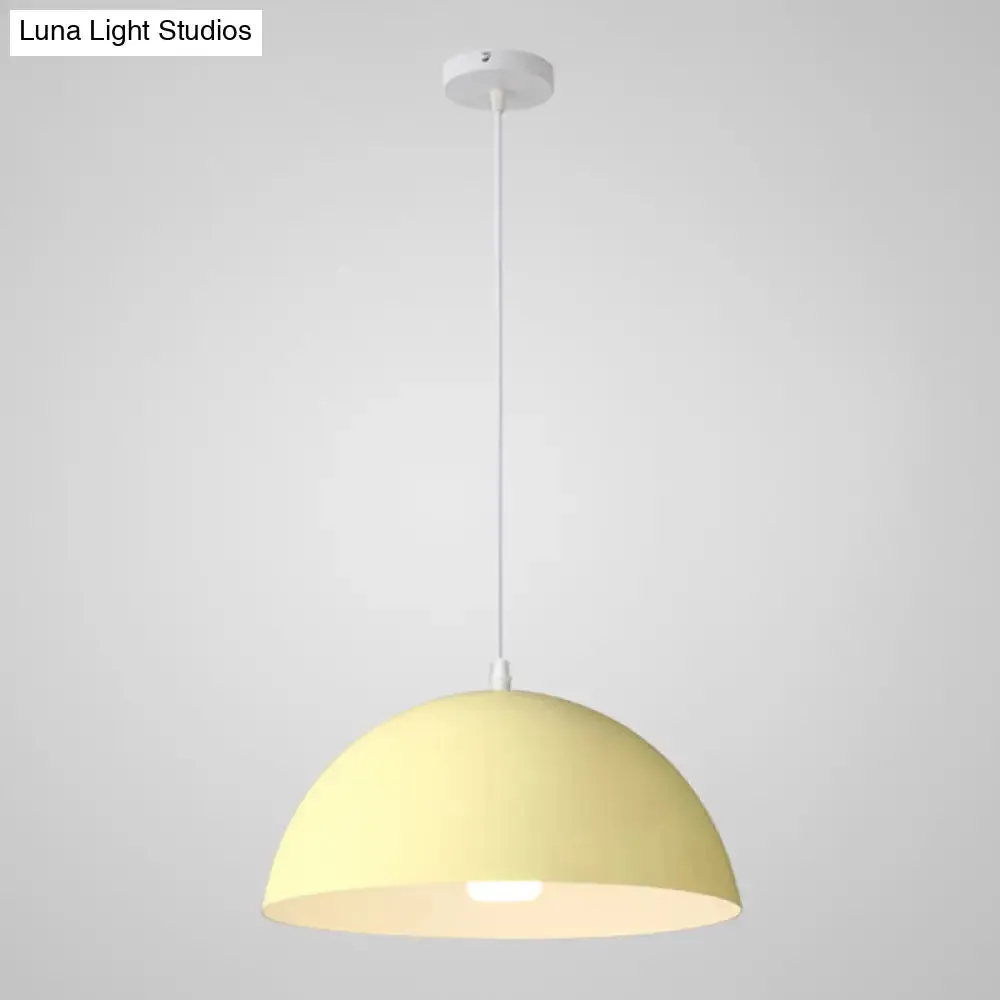 Macaron Half Globe Pendant Lamp: 8 Color Options, Metal Hanging Light for Kitchen & Dining Room