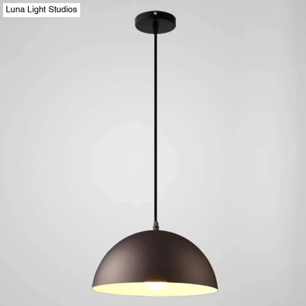 Macaron Half Globe Pendant Lamp: 8 Color Options, Metal Hanging Light for Kitchen & Dining Room