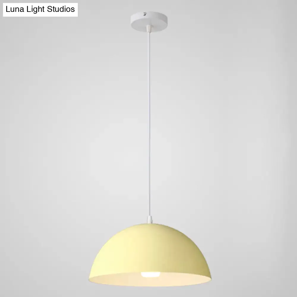 Macaron Half Globe Pendant Lamp: 8 Color Options, Metal Hanging Light for Kitchen & Dining Room