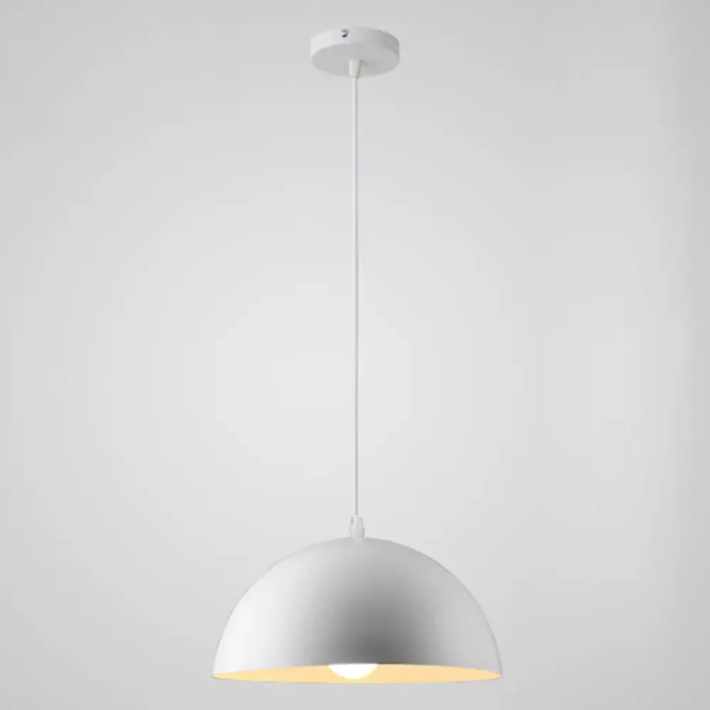 Macaron Half Globe Pendant Lamp: 8 Color Options, Metal Hanging Light for Kitchen & Dining Room