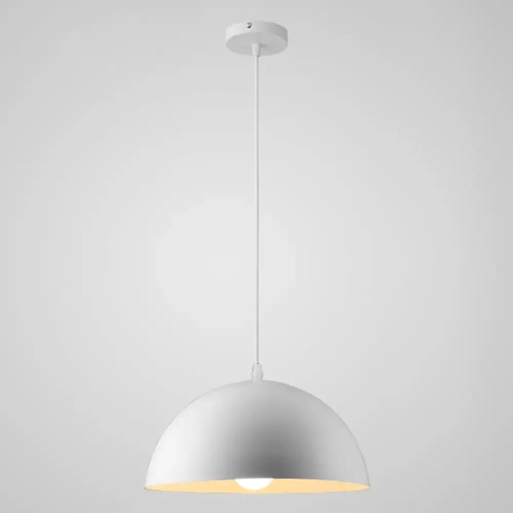 Macaron Half Globe Pendant Lamp: 8 Color Options, Metal Hanging Light for Kitchen & Dining Room