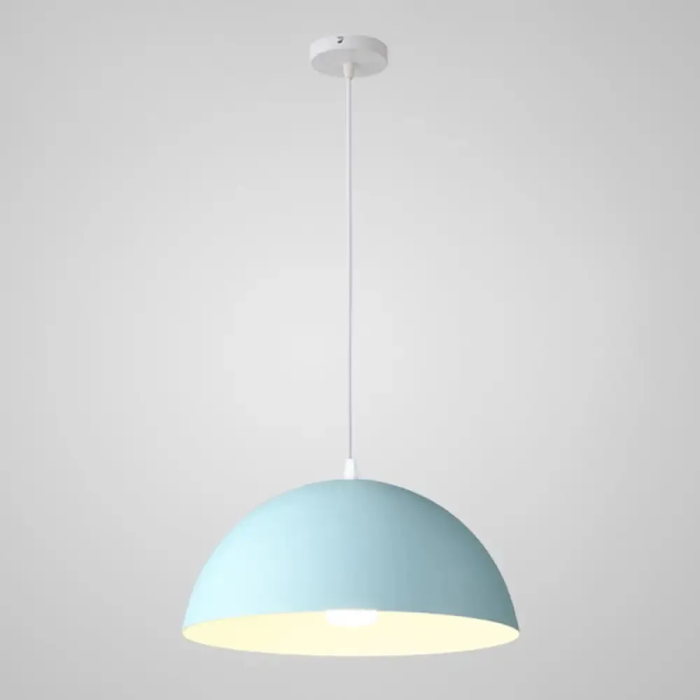 Macaron Half Globe Pendant Lamp: 8 Color Options, Metal Hanging Light for Kitchen & Dining Room