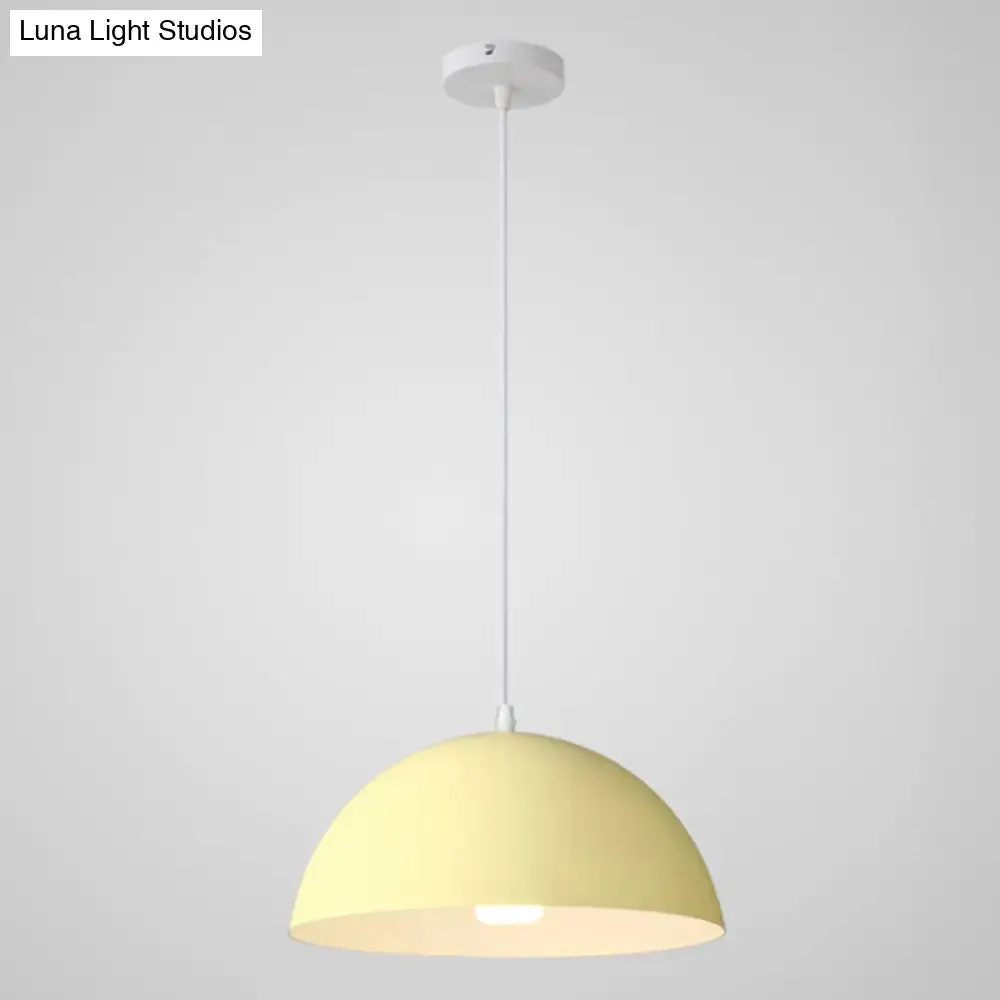 Macaron Half Globe Pendant Lamp: 8 Color Options, Metal Hanging Light for Kitchen & Dining Room