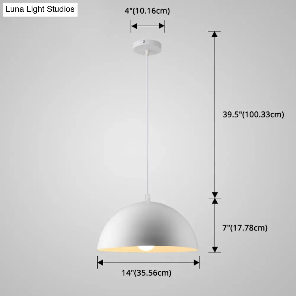 Macaron Half Globe Pendant Lamp: 8 Color Options, Metal Hanging Light for Kitchen & Dining Room