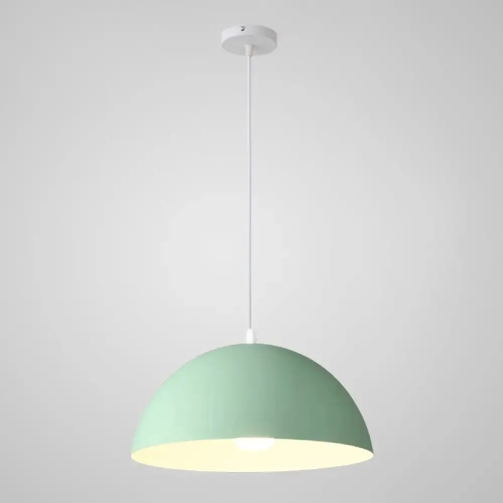 Macaron Half Globe Pendant Lamp: 8 Color Options, Metal Hanging Light for Kitchen & Dining Room
