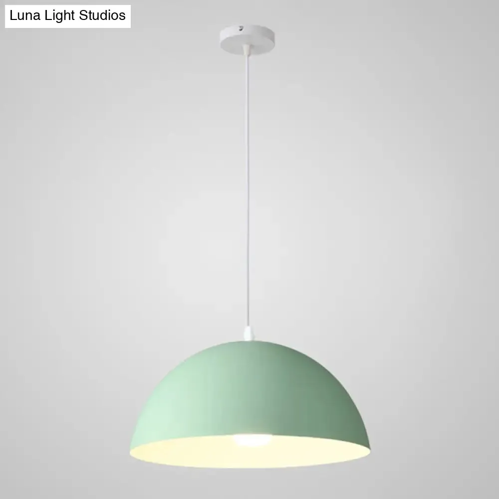 Macaron Half Globe Pendant Lamp: 8 Color Options, Metal Hanging Light for Kitchen & Dining Room