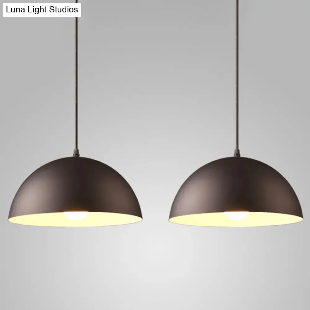 Macaron Half Globe Pendant Lamp: 8 Color Options, Metal Hanging Light for Kitchen & Dining Room