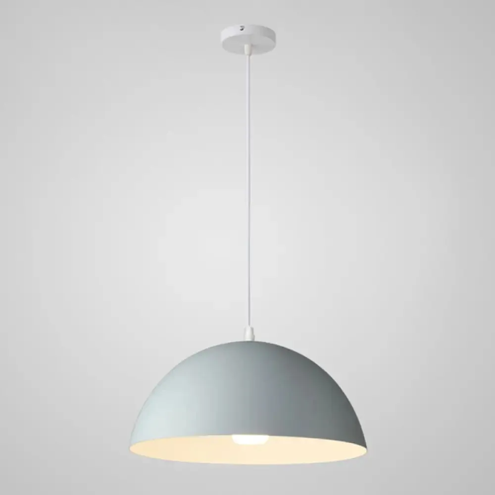 Macaron Half Globe Pendant Lamp: 8 Color Options, Metal Hanging Light for Kitchen & Dining Room
