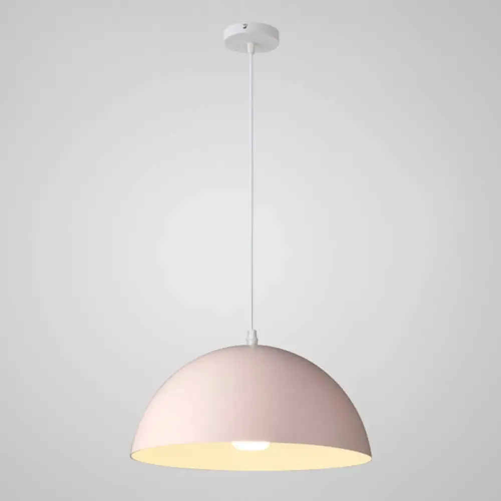 Macaron Half Globe Pendant Lamp: 8 Color Options, Metal Hanging Light for Kitchen & Dining Room