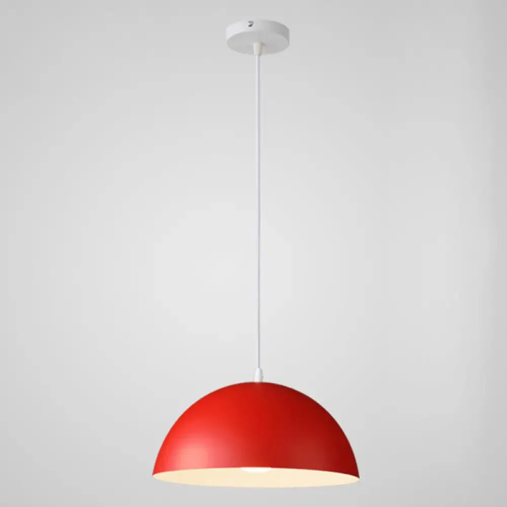 Macaron Half Globe Pendant Lamp: 8 Color Options, Metal Hanging Light for Kitchen & Dining Room