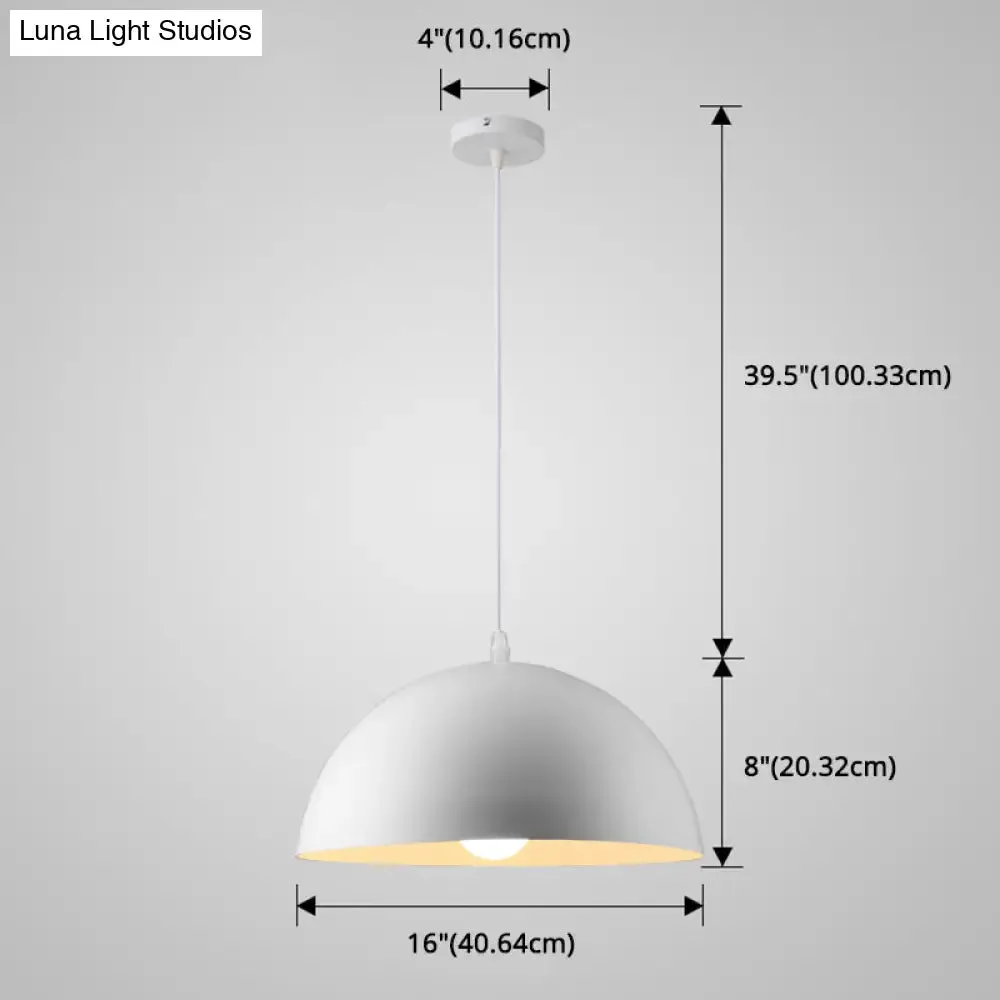Macaron Half Globe Pendant Lamp: 8 Color Options, Metal Hanging Light for Kitchen & Dining Room
