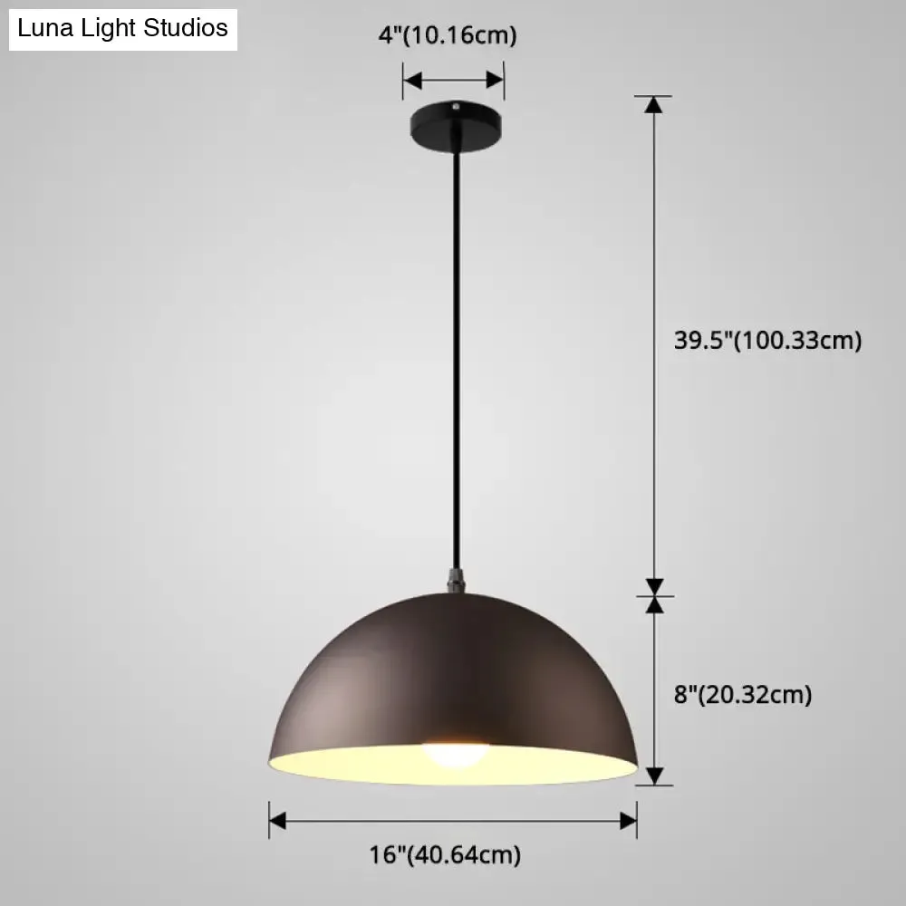 Macaron Half Globe Pendant Lamp: 8 Color Options, Metal Hanging Light for Kitchen & Dining Room
