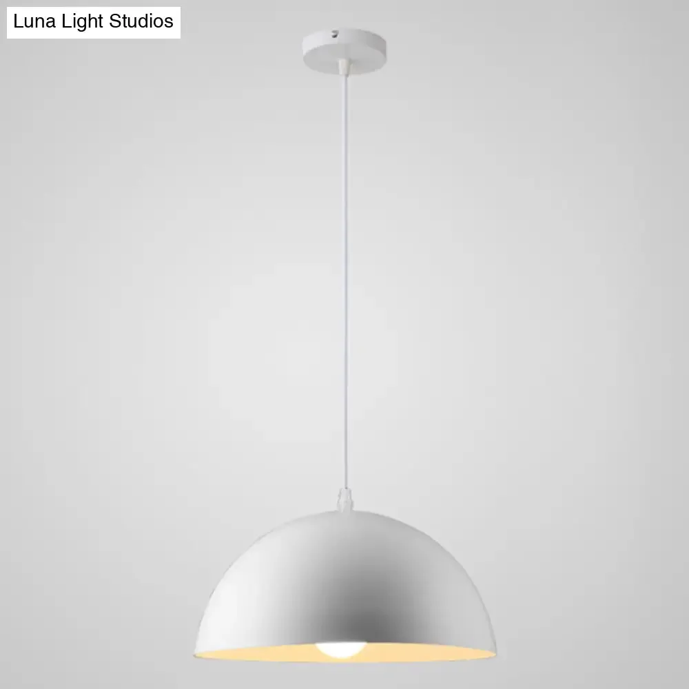 Macaron Half Globe Pendant Lamp: 8 Color Options, Metal Hanging Light for Kitchen & Dining Room