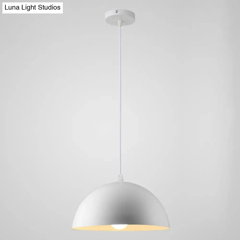 Macaron Half Globe Pendant Lamp: 8 Color Options, Metal Hanging Light for Kitchen & Dining Room