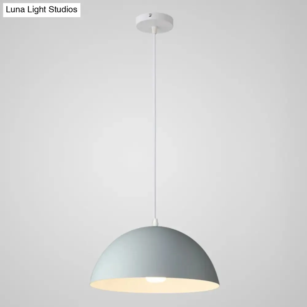 Macaron Half Globe Pendant Lamp: 8 Color Options, Metal Hanging Light for Kitchen & Dining Room