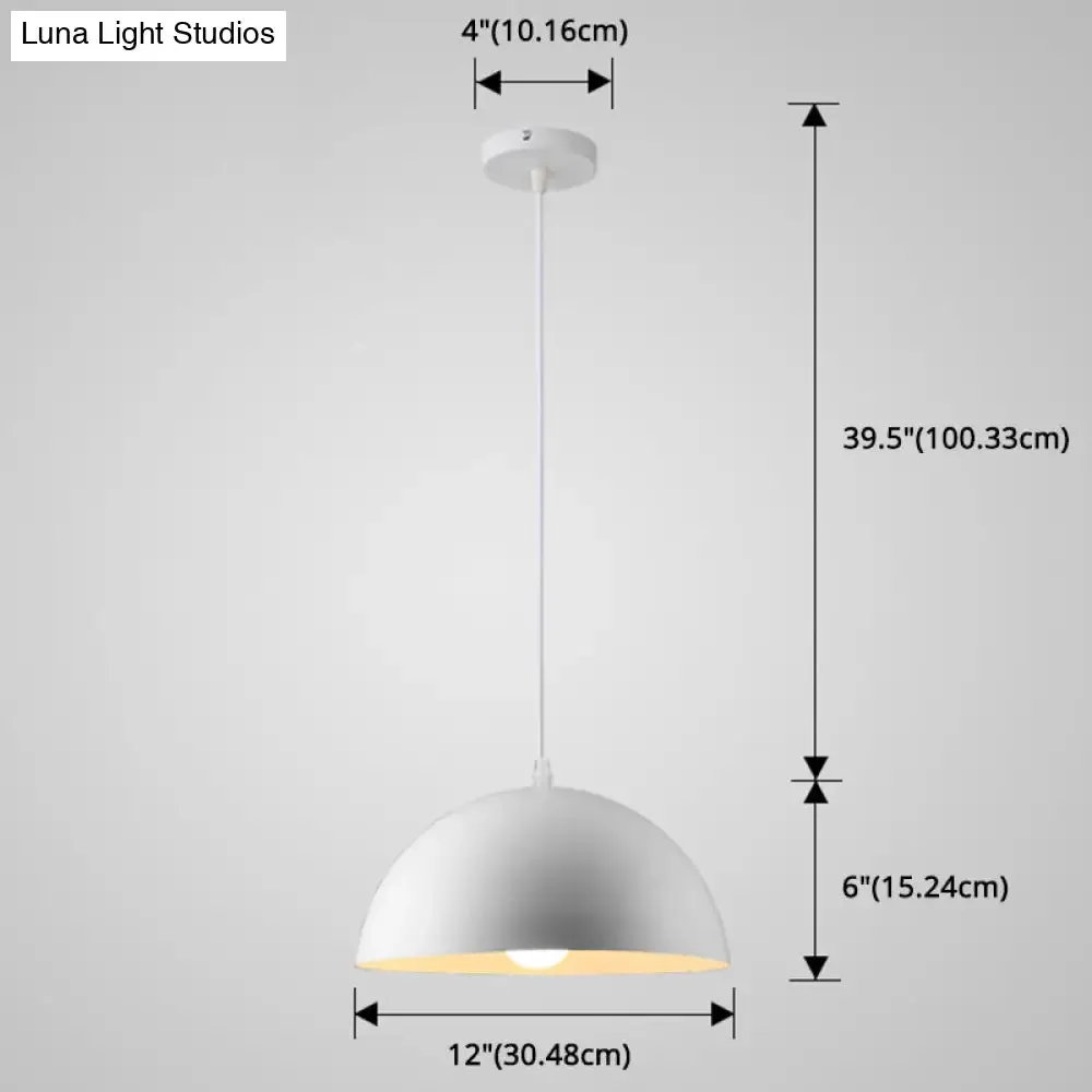 Macaron Half Globe Pendant Lamp: 8 Color Options, Metal Hanging Light for Kitchen & Dining Room