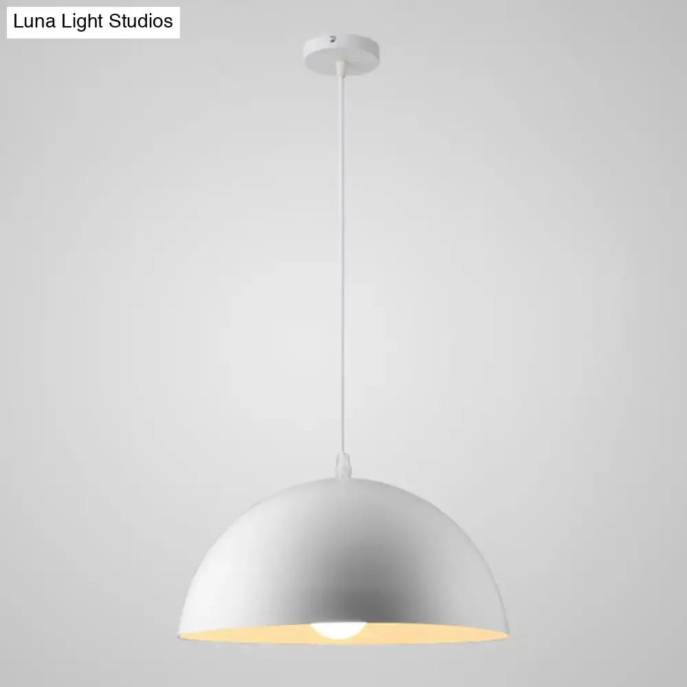 Macaron Half Globe Pendant Lamp: 8 Color Options, Metal Hanging Light for Kitchen & Dining Room