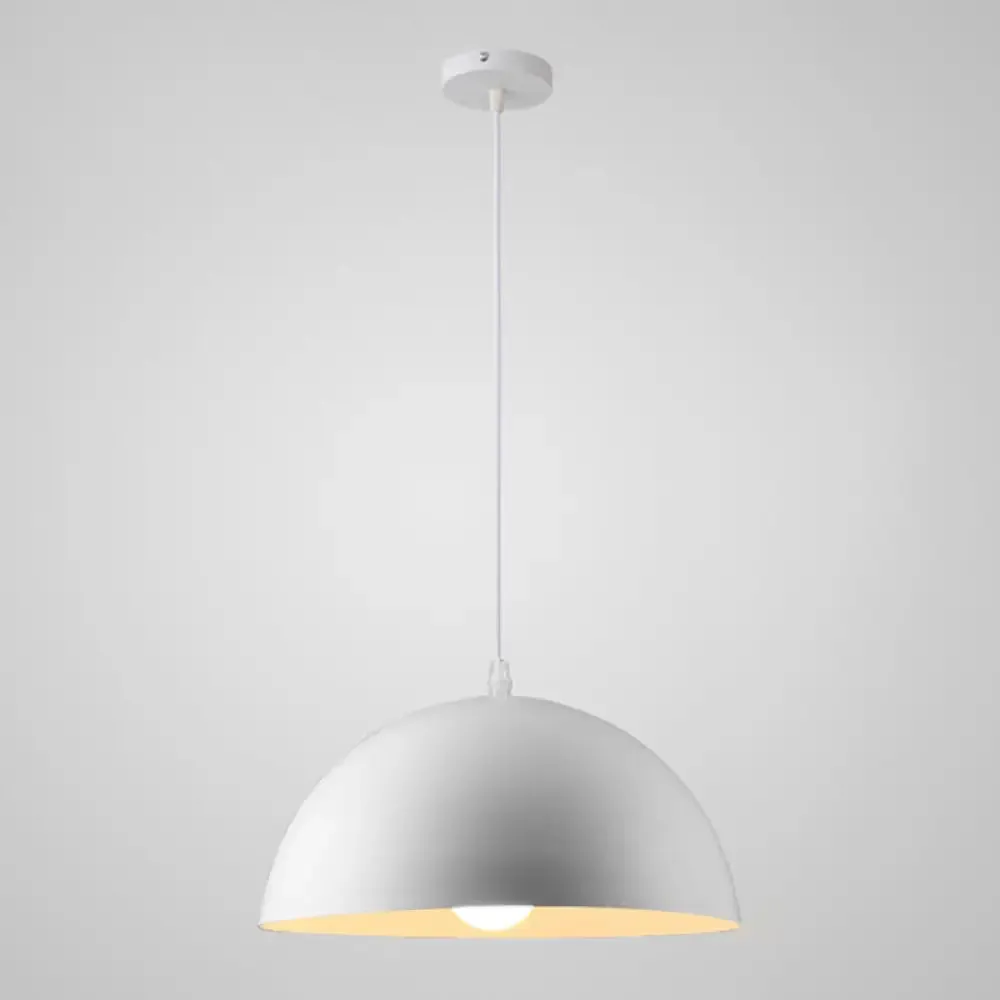 Macaron Half Globe Pendant Lamp: 8 Color Options, Metal Hanging Light for Kitchen & Dining Room