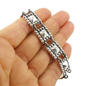Maria Belen Designer Taxco Sterling Silver Small Pyramid Square Bracelet