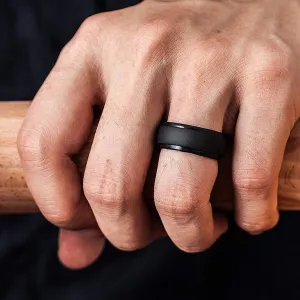 Men's Silicone Ring Bands, Personality Silicone Wedding Rings Step Edge Rubber Wedding Band, Rubber Engagement Couples Round Bands Ring Jewelry Gift