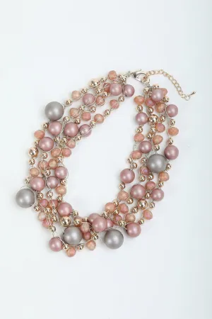 Multi Layered Faux Pearl Necklace in Beige