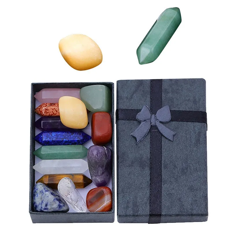 Natural Crystal Hexagonal Column Yoga Stone Gift Box Set