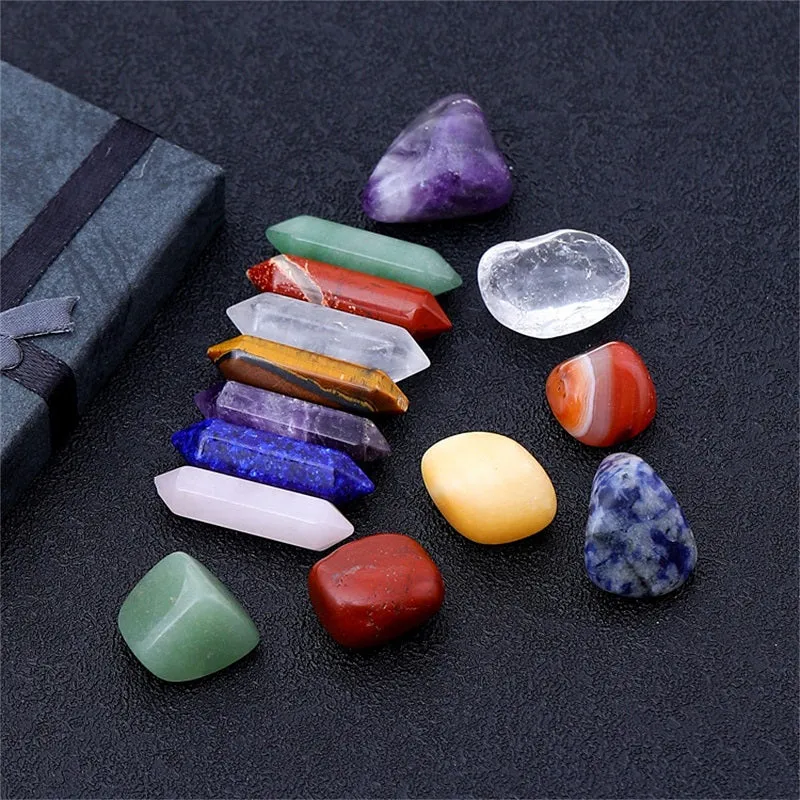 Natural Crystal Hexagonal Column Yoga Stone Gift Box Set