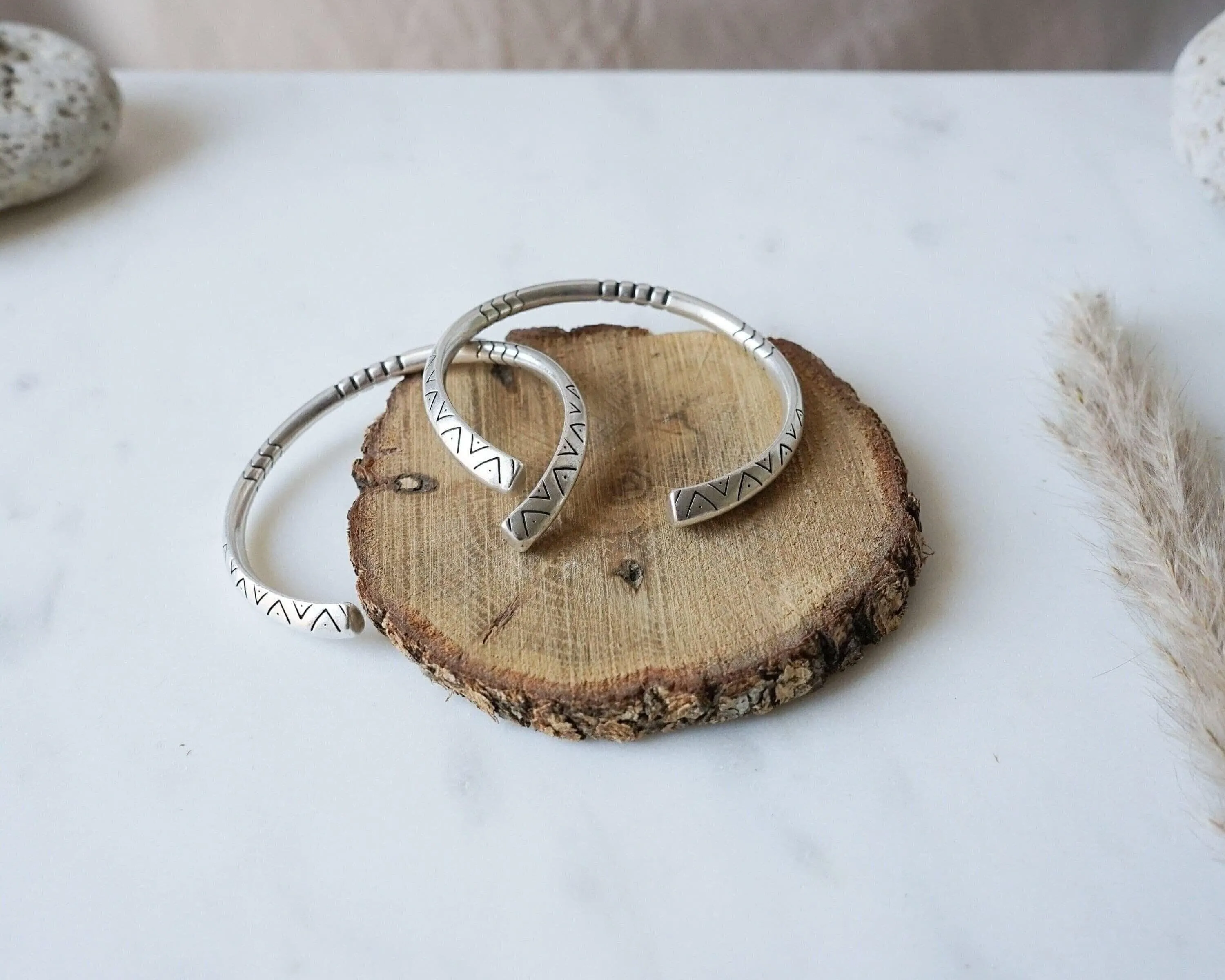 Open Silver Ethnic Tribal Cuff