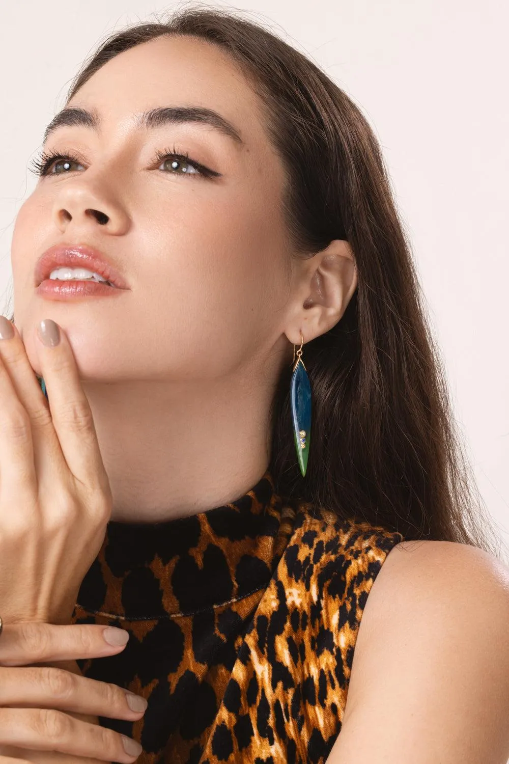 Peridot Sapphire Blue Green Bakelite Earrings