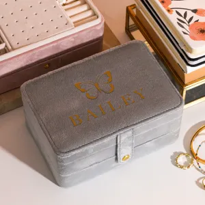 Personalised Velvet Butterfly Jewellery Travel Box For Her