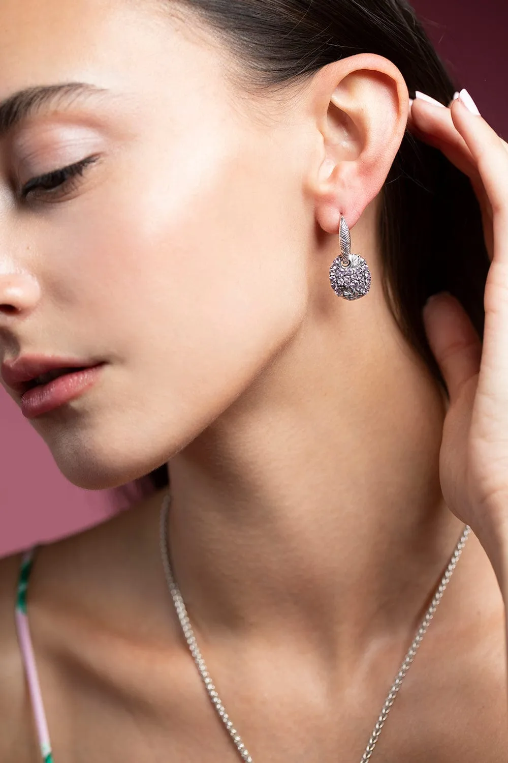 Pink Sapphire Hook Earrings