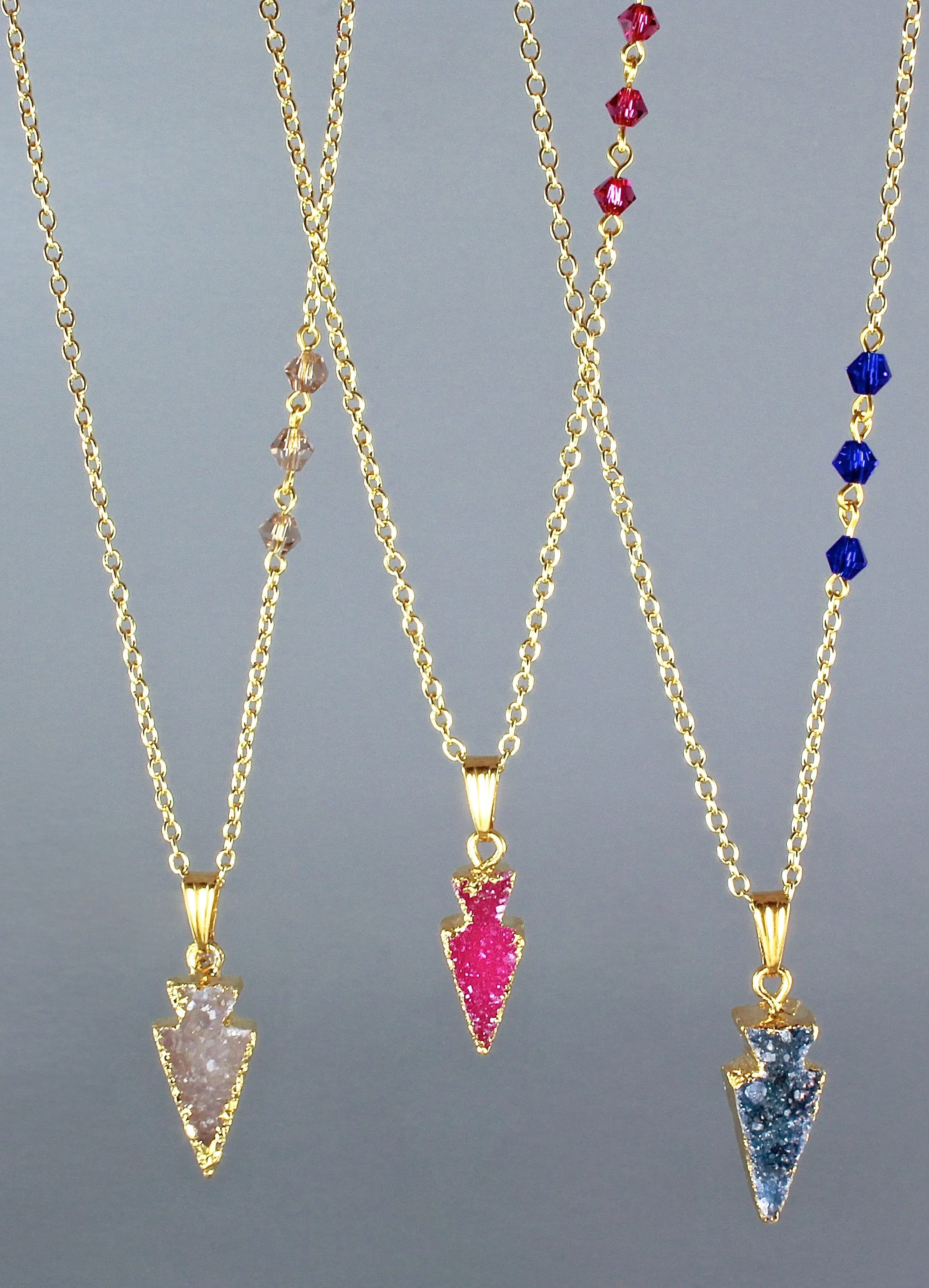 "Eros" - Drusy Agate Arrow Necklace