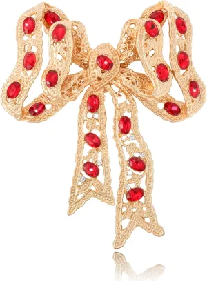Rhinestone Bow Brooch Vintage Crystal Large Bowknot Brooches for Women Brooch Pin Wedding Fashion Jewelry Accessories,Women Gift